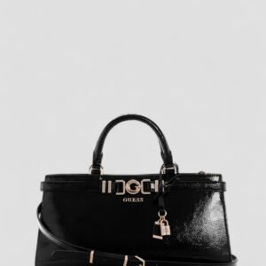 Black cirene triple compartment satchel bag