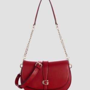 Red carrie flap shoulder bag