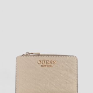 Taupe laurel zip around card case