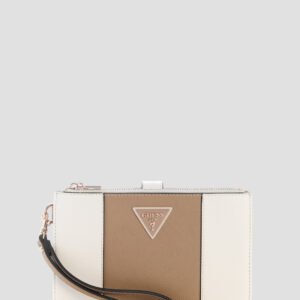 White beige laurel ii double zip organiser