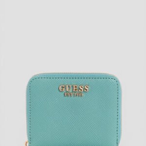 Teal laurel small zip around wallet