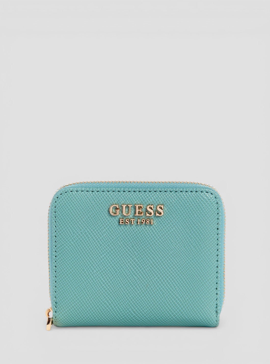 Teal laurel small zip around wallet