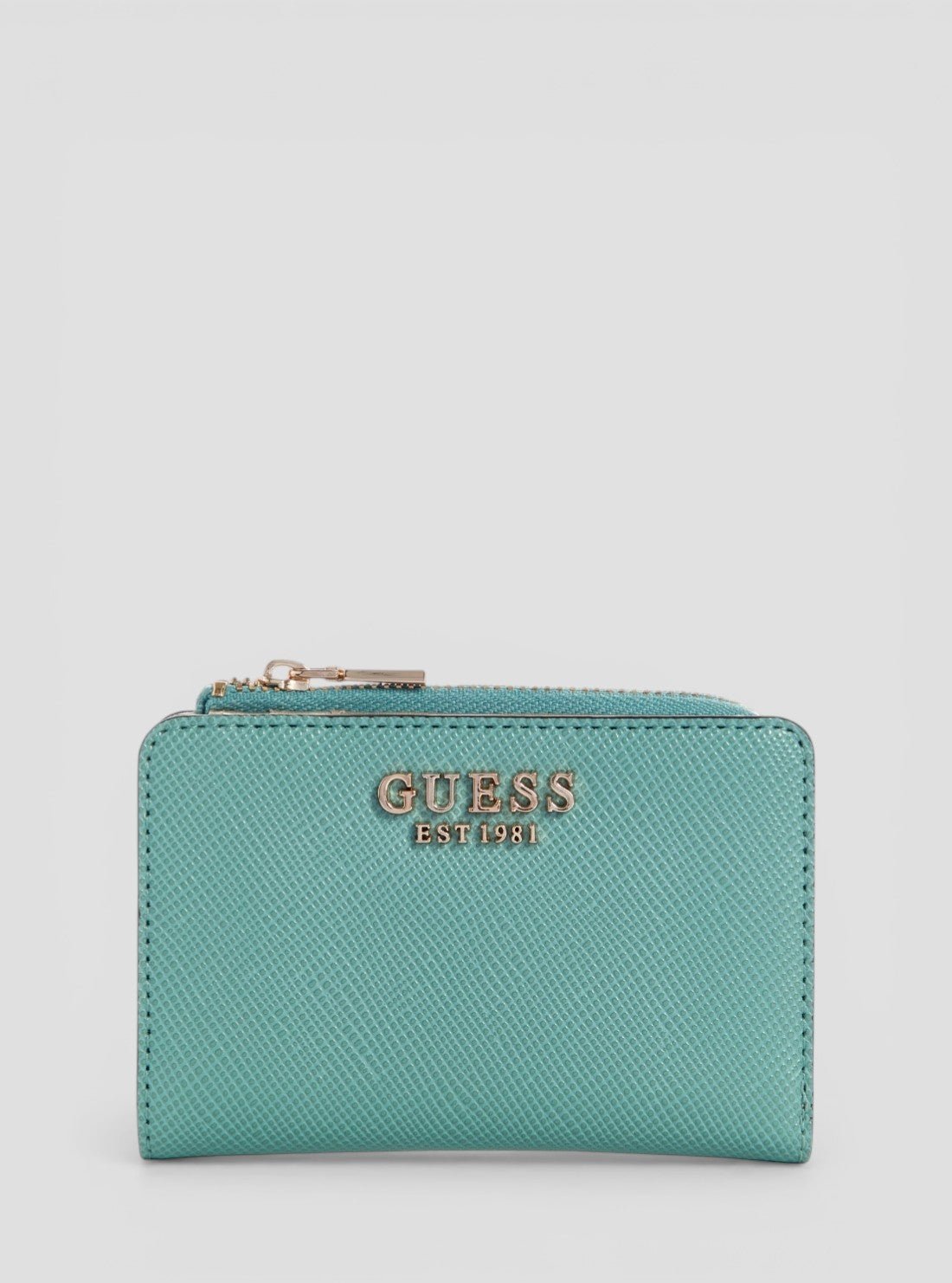Teal laurel zip around card case