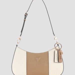 White beige noelle ii top zip shoulder bag
