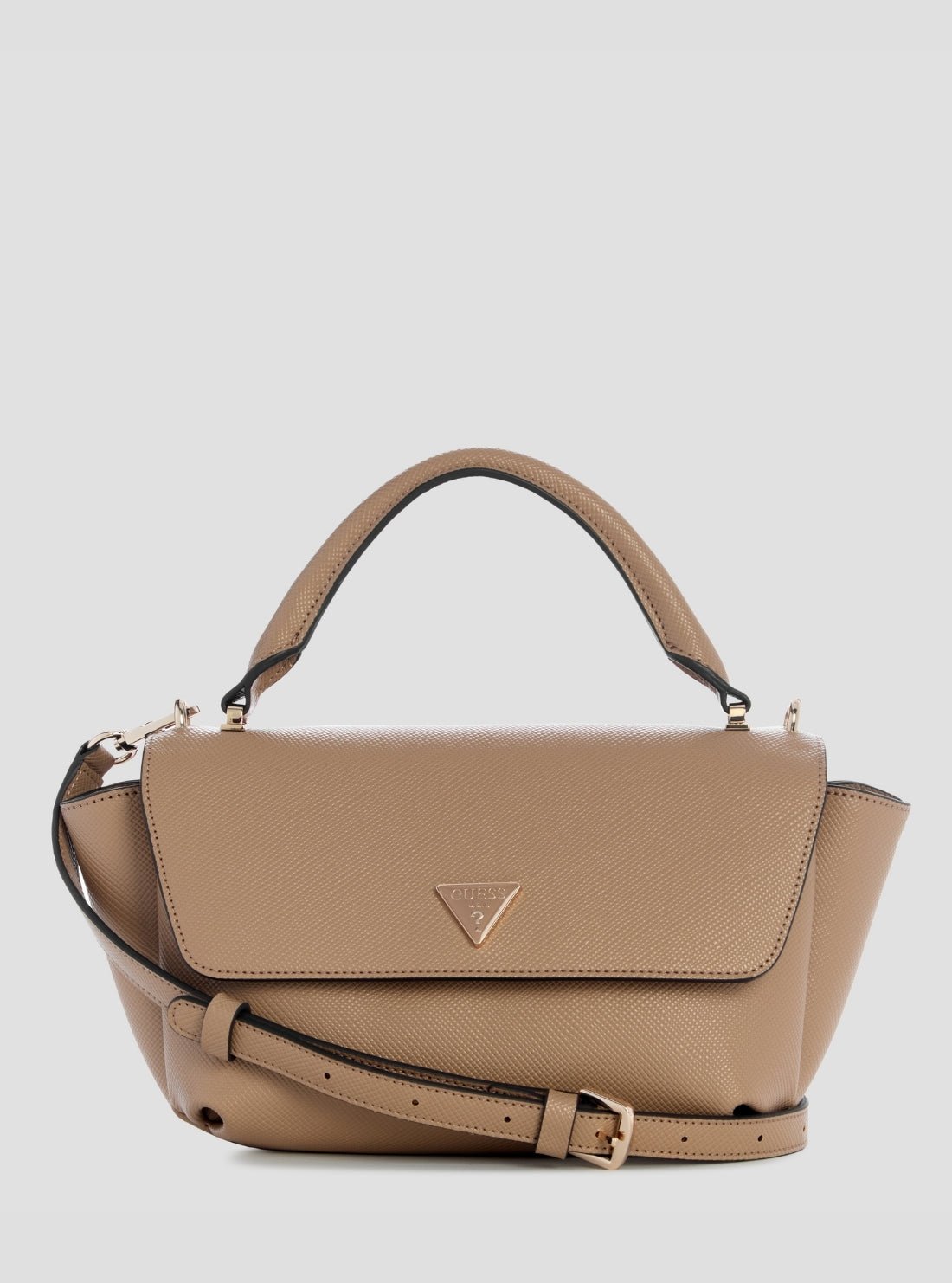 Beige gilda top handle flap bag