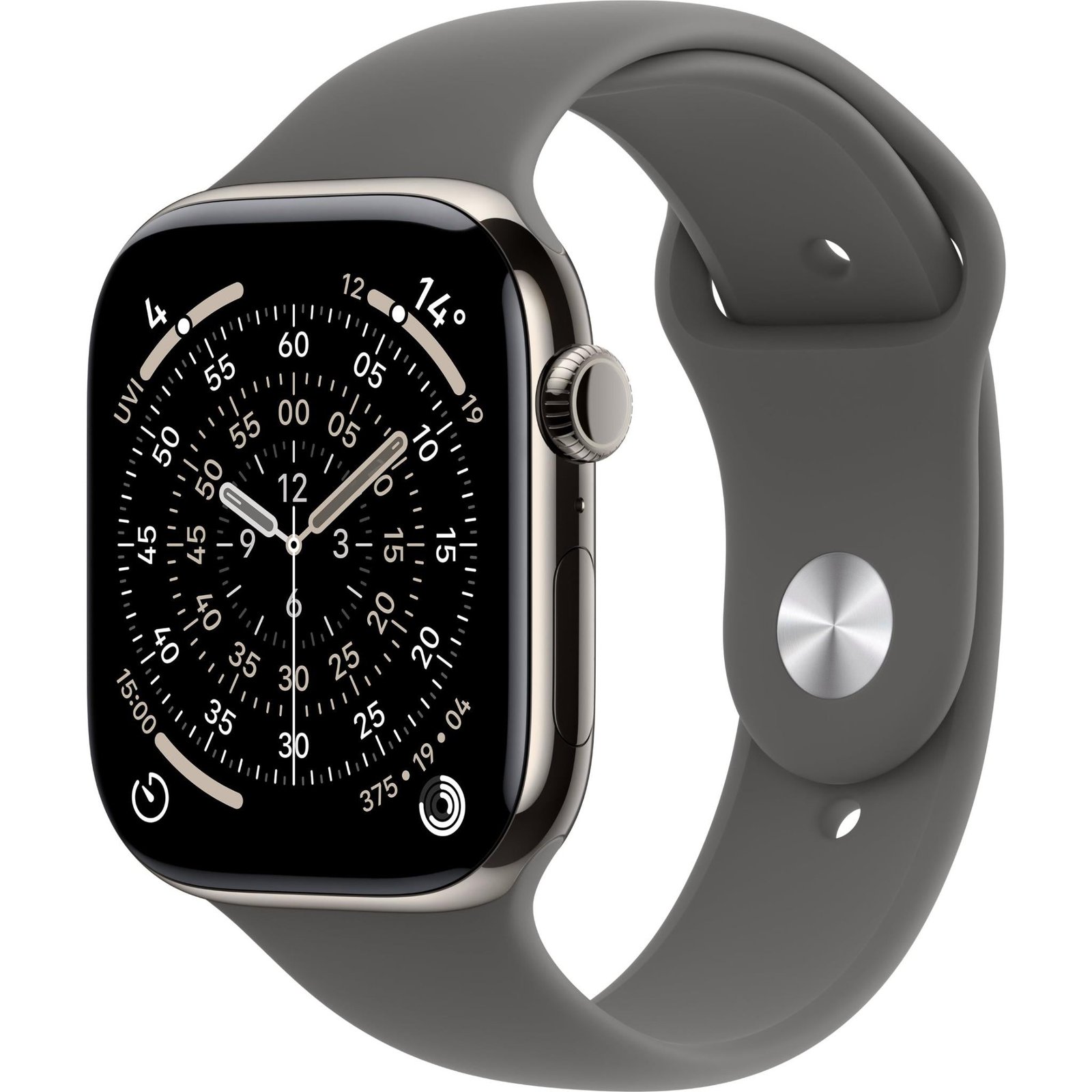Apple Watch Series 11 42mm Natural Titanium Case GPS + Cellular Sport Band (M/L) [ Stone Grey]