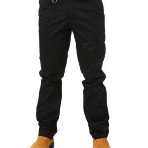 Stretch Cotton Drill Cargo Pants – Black