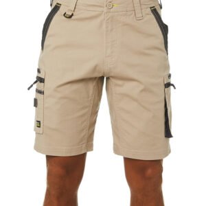Flex and Move Stretch Canvas Utility Zip Cargo Short – Stone