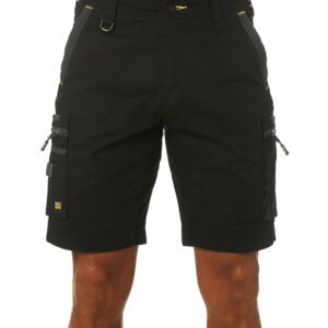 Flex and Move Stretch Canvas Utility Zip Cargo Short – Black