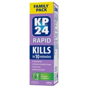 KP24 Rapid 10 Minute Head Lice/Nit Solution 250ml with Comb Family Pack