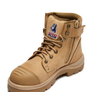 Argyle Lace Up Safety Boot with Zip and Scuff Cap – Sand