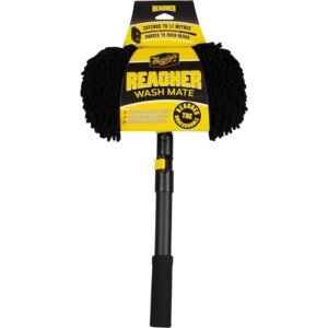 Reacher Wash Mate | Telescopic 1.1 Metre Handle for Extended Reach Cleaning | Pivoting Wash Head Design, Removable Chenille Microfibre Pad for Vehicles and Tall Household Surfaces