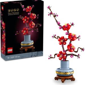 LEGO Botanicals Plum Blossom Building Set, Artificial Flowers in Vase, Model Kit for Adults Makes a Creative Activity for Home or Office Decor, Botanical Collection Craft Kit for Women and Men 10369