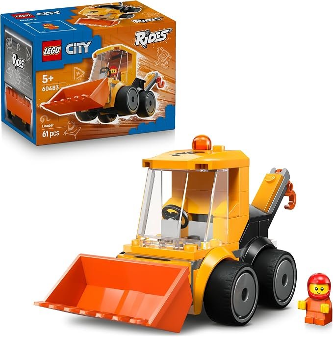 LEGO® City Rides – Construction Loader 60483 Mini Construction Truck Toy for Kids, Boys and Girls Aged 5+ - with Rides Worker Junior Minifigure - Creative Toy Idea for Birthdays and Christmas