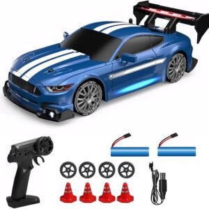 1:24 RC Drift Car with LED Lights for Kids Adults (Blue)