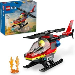 LEGO City Fire Rescue Helicopter Toy for 5+ Year Old Boys & Girls, Kids’ Toy Vehicle Building Set with a Firefighter Minifigure, Educational Learning Toys for Imaginative Play 60411