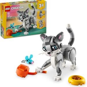 LEGO Creator 3in1 Playful Cat Toy for 8+ Year Old Girls & Boys, Construction Kit Rebuilds into a Pigeon or Pet Dog Animal Figure, Nature Kids Toy Building Set 31163