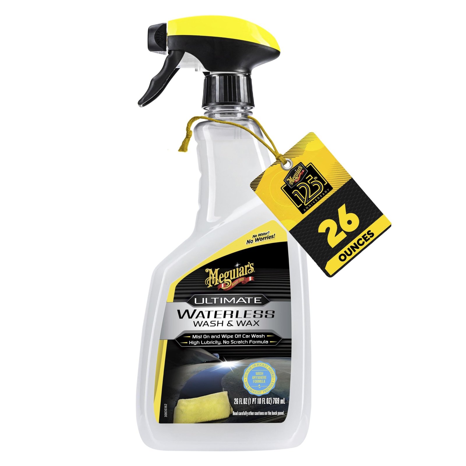 Ultimate Waterless Wash and Wax, 26 Oz | No Scratch Formula Gently Cleans and Adds Wax Protection in One Step | No Hose or Rinsing Required with Polymer Gloss Finish