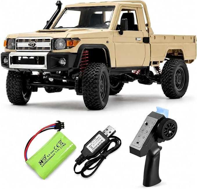 RC Truck 1/12 RC Rock Crawler, 4x4 Land Cruiser Remote Control Pickup Off Road, RTR 2.4GHz All Terrain with 280 Brushed Motor, Proportional Throttle Steering for Adult Pickup (Yellow)