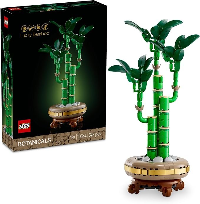 LEGO Botanicals Lucky Bamboo Indoor Artificial Plant Set, Craft Kit for Adults Includes a Buildable Pot for Office or Home Decor, Building Set for Women & Men 10344