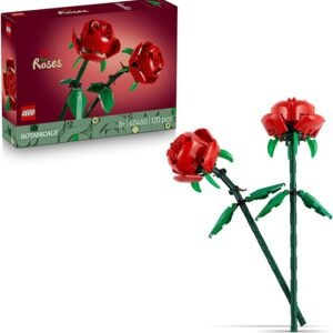 LEGO® Botanicals Roses 40460 Artificial Flowers Set, Compatible with Flower Bouquets from the Botanical Collection, Home Decor or Office Desk Accessory,Toy Building Set for 8+ Year Old Kids and Adult