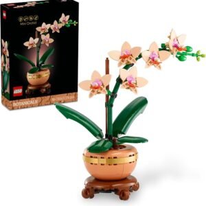 LEGO Botanicals Mini Orchid Artificial Plant Craft Kit for Adults, Model Building Set with Faux Flowers in a Terracotta Style Flowerpot, Office or Home Decor Craft Kit for Women and Men 10343