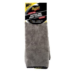 Mega Supreme Shine Detailing Duo Towel – Extra-Large, Machine Washable, Ultra-Absorbency, Premium Microfibre, Soft-Edging Shine Detailing Cloth for Vehicles – Yellow & Grey – 70cm x 40cm
