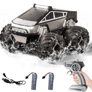 RC Car,Amphibious Remote Control Car Waterproof Monster Truck,4WD All Terrain Off-Road 2.4GHZ Vehicles,1:18Scale Hobby Monster Truck Toys,RC Rock Crawler for Boys Girls Kids Age 6 7 8 9 10+(Grey)