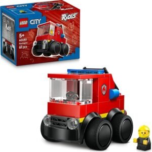 LEGO® City Rides – Fire Engine 60482 Mini Car Toy Building Kit with a Rides Firefighter Junior Minifigure – Emergency Vehicle Toy for Kids, Boys and Girls Aged 5+ – Small Toy Idea for Birthdays