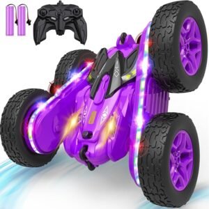 Kids Stunt Remote Control Car 2.4G HZ Remote Control Cars RC Stunt Car Remote Control Toys for Boy & Girl RC Stunt Car Double Sided 360 Rotating Cars Birthday for Kids 6+,Purple