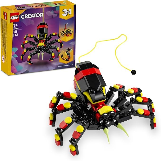 LEGO Creator 3in1 Wild Animals: Surprising Spider Toy for 7+ Year Old Boys & Girls, Construction Kit Rebuilds into a Scorpion Figure or a Kids Toy Snake, Nature Building Set 31159