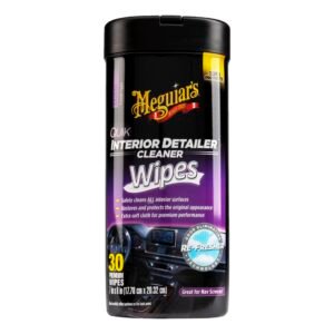 Quik Interior Detailer Cleaner Wipes for Car Interiors, Pack of 25 – Non-Linting Large Wipes for Plastic Vinyl Leather Rubber Metal and Screens | Grease-Free UV Protection Formula