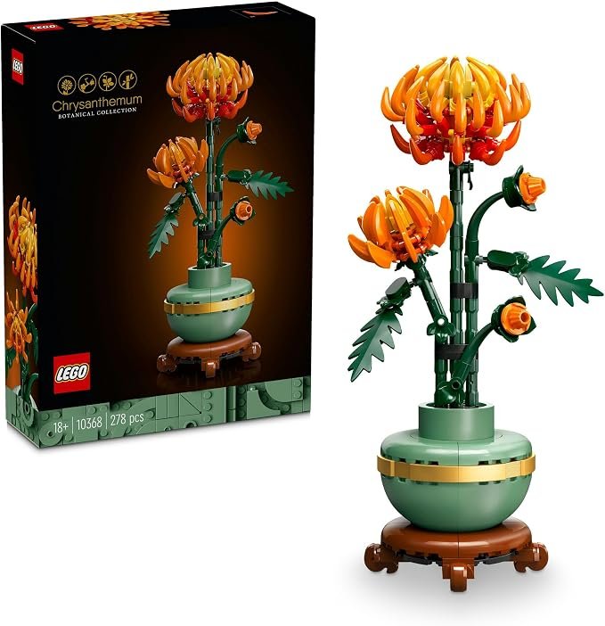 LEGO Botanicals Chrysanthemum Flower Building Set, Creative Model Kit for Adults to Build, Artificial Plant Toy for Women, Men, Her or Him, Home Decor or Office Display, Botanical Collection 10368