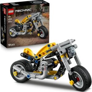 LEGO® Technic Yellow Motorbike 42225 Toy Building Set – Vehicle Model Kit with Steering and Engine – Kids’ STEM Building Kit for Boys and Girls Aged 7+ – Treat Idea for Birthdays