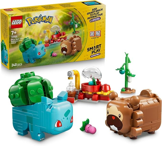 LEGO® Pokémon™ SMART Play™: Berry Bash with Bulbasaur and Bidoof 72155 Compatible Interactive Toy Set Incl. 2 SMART Tags and 2 Pokémon - Playset Idea for 7+ Year Old Boys and Girls