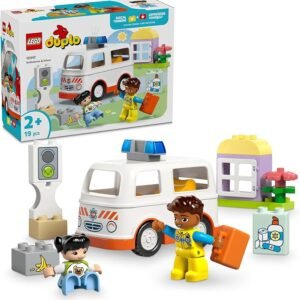 LEGO DUPLO Ambulance & Driver Kids’ Toy with 2 Character Figures, Educational Montessori Toy for 2 Plus Year Old Toddlers, Car Toy for Baby, Boys & Girls, Develops Fine Motor Skills 10447