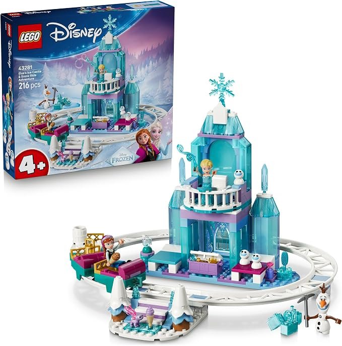 LEGO® ǀ Disney Frozen Elsa’s Ice Castle & Snow Ride Adventure 43281 Track and Castle Toy Building Set for Kids - Elsa and Anna Characters for Girls and Boys Aged 4+ - Pretend Play Toy-Giving Idea