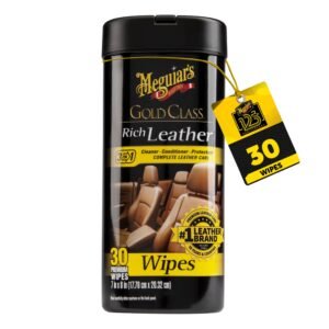 Gold Class Rich Leather Wipes, 25 pack | Best Automotive Care Cleaner | For Use on Upholestry, Auto Interiors and Accessories | Non-Toxic Leather Cleaner Wipes