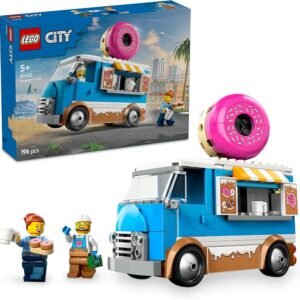 LEGO City Doughnut Truck Toy for 5+ Year Old Boys & Girls, Vehicle Building Set with 2 Minifigures and Kids Toy Food Accessories for Creative Construction, Fun Role Play Set 60452