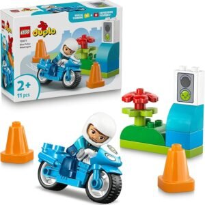 LEGO® DUPLO® Town Blue Police Motorcycle 10471 Toy Playset for Toddlers – Emergency Vehicle Learning Toy with Officer Figure and Traffic Lights – Idea for a Small Birthday Toy for Kids Aged 2+