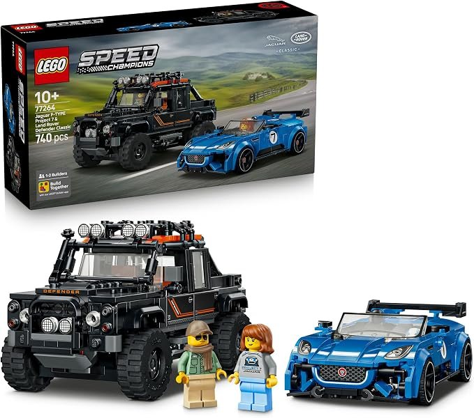 LEGO® Speed Champions Jaguar Project 7 & Land Rover Defender 77264 Toy Car Kit for Kids Aged 10+ - Building Set with 2 Cars and 2 Minifigures - Playset Idea for Boys, Girls and Car Lovers