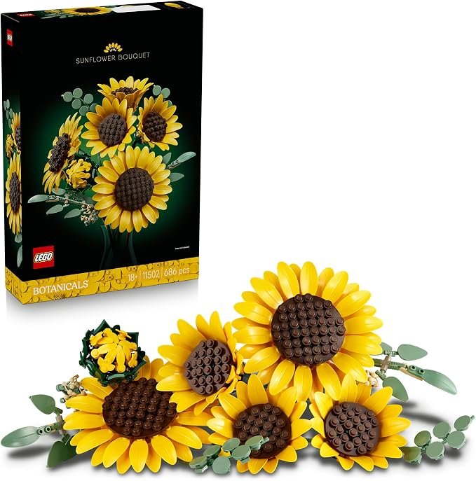 LEGO® Botanicals Sunflower Bouquet 11502 Flower Decor - Building Set for Adults - Housewarming Craft Kit for Men, Women and Nature Lovers - Includes 6 LEGO Sunflowers and Eucalyptus Foliage