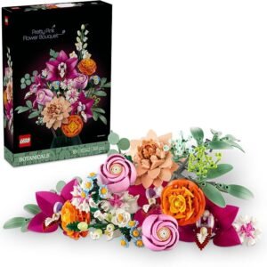 LEGO Botanicals Pretty Pink Flower Bouquet Craft Kit for Adults, Model Building Set with Artificial Flowers incl. Roses & Daisies, Office or Home Decor Craft Kit for Women & Men 10342