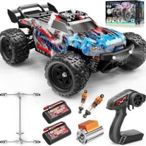 RC Cars 1:18 All-Terrain Off-Road RC Truck for Adults, 4WD 4×4 Fast Remote Control Car, High Speed 36 KM/H Monster Truck, Dual 7.4V 1300mAh Batteries, Metal Drive System, RTR Hobby RC Vehicle
