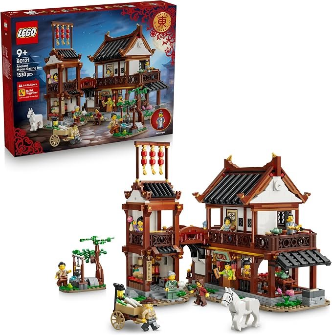LEGO® Chinese Festivals Ancient Moon-Gazing Inn 80121 Creative Toy for Kids - DIY House Building Kit - Antique-Style Decor - Playset for Boys, Girls and History Lovers Aged 9+