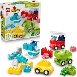 LEGO® DUPLO® My First Creative Vehicles 10474 Learning Toy,with a Small Car, Helicopter, Dumper Truck and Fire Engine that Rebuild Into More Toddler Toy Vehicles,Toy for Boys and Girls 18+ Months Old