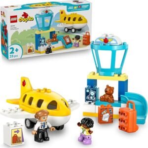 LEGO® DUPLO® Town First Time at the Airport 10443 Building Toy Sparks Hours of Imaginary Play, Toy for Toddlers Aged 2 and Up Includes an Airplane Model and 2 Figures for Real-Life Hero Role Play