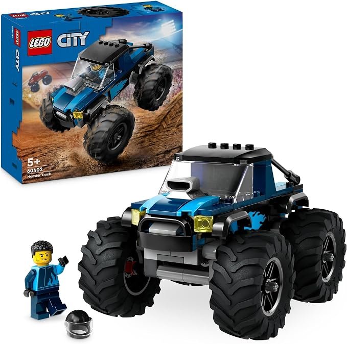 LEGO City Blue Monster Truck Toy for 5+ Year Old Boys & Girls, Vehicle Building Set with a Mini Monster Truck and a Driver Minifigure, Kids' Toys for Independent Play 60402