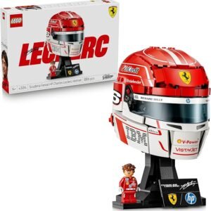 LEGO® Editions Scuderia Ferrari HP Charles Leclerc Helmet 43014 F1® Merch Sports Decor – Building Set and Display Model – Treat for Teens – Collectable LEGO Helmet with Charles Leclerc Minifigure