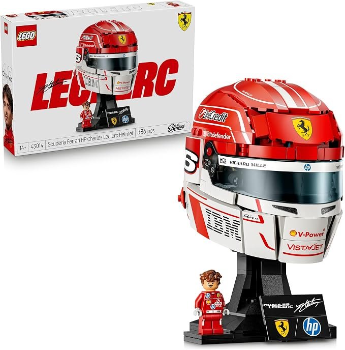 LEGO® Editions Scuderia Ferrari HP Charles Leclerc Helmet 43014 F1® Merch Sports Decor - Building Set and Display Model - Treat for Teens - Collectable LEGO Helmet with Charles Leclerc Minifigure